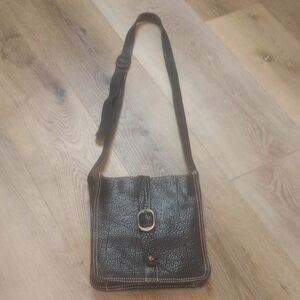 Patricia Nash Black Crossbody Messenger Bag 100% Leather